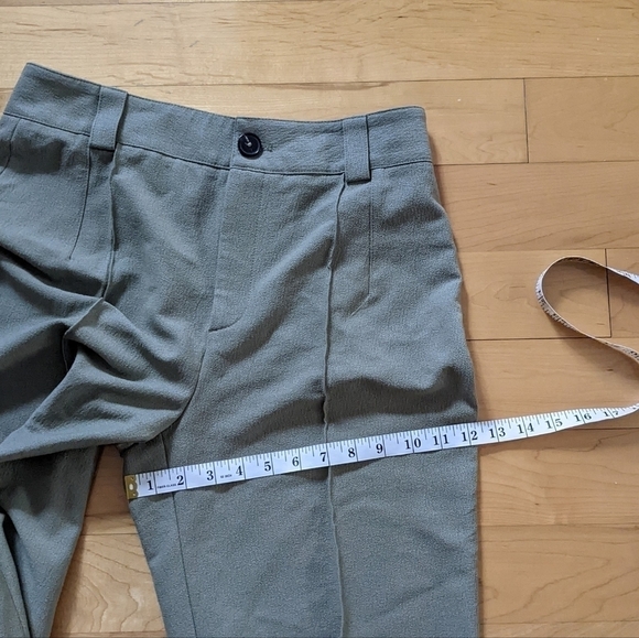 Zara olive green wide leg pants Medium @E - Picture 11 of 11